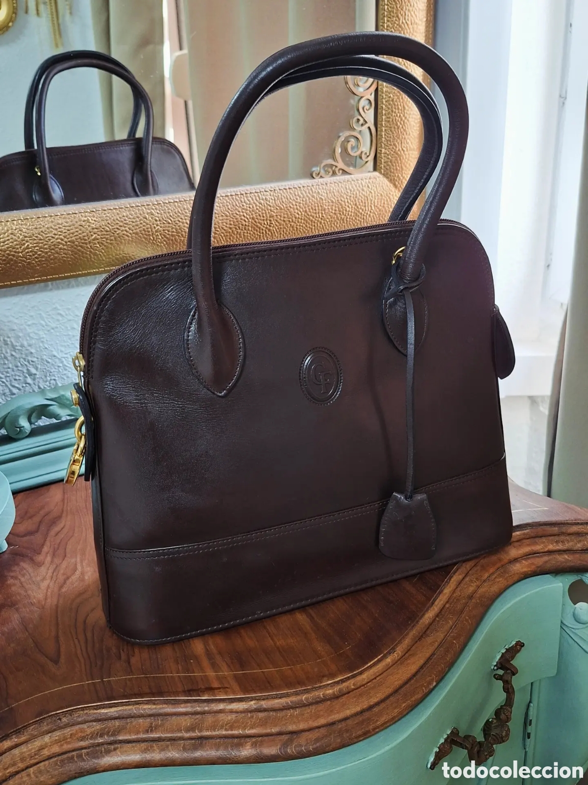 Vintage: Bolso Cuero Marr&oacute;n A&ntilde;os 50