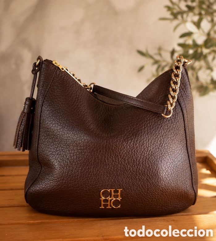 Vintage: Bolso Carolina Herrera Tassel Chain Hobo (Piel Marr&oacute;n) Impecable