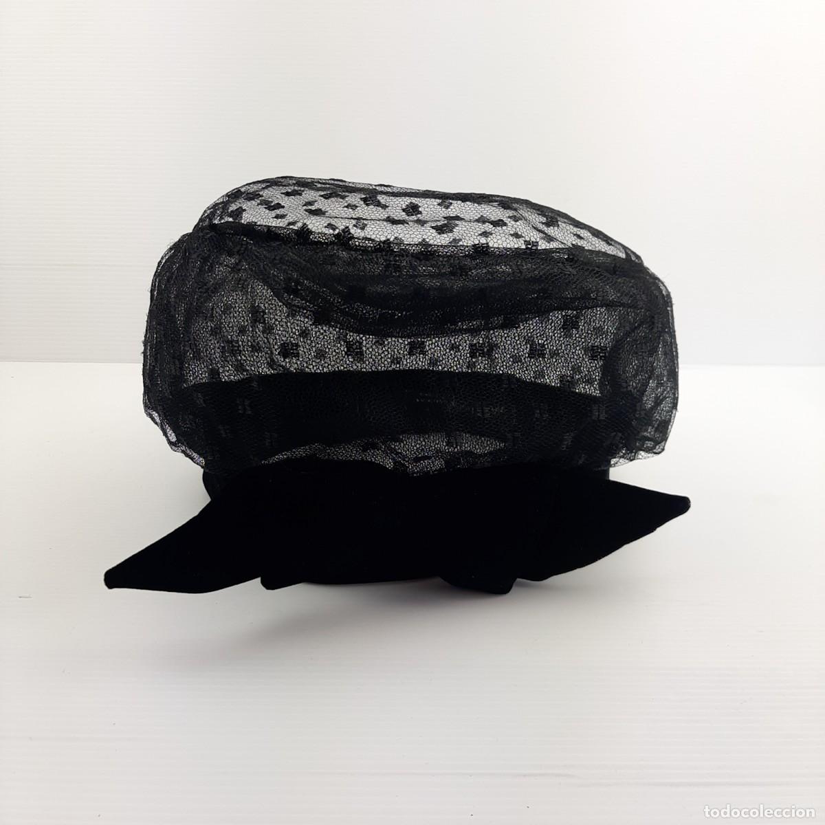 Vintage: Cappello da donna copricapo a rete e con fiocco in velluto colore nero - periodo primi del '900