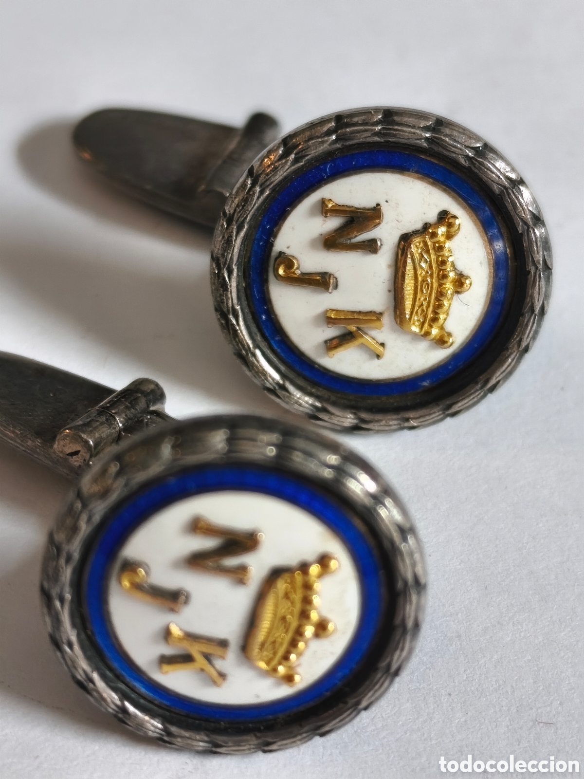 Vintage: Par de gemelos de plata club n&aacute;utico finland&eacute;s Nyl&auml;ndska Jaktklubben