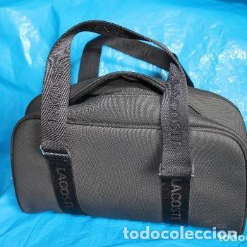 Vintage: Bolso Lacoste Negro Mano Neceser Bolso de Viaje Tipo Bowling 30x17 cm PEIFER