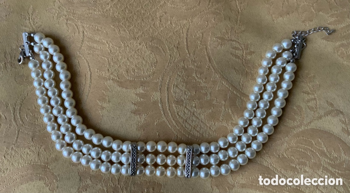 Vintage: CHOKER DE 3 VUELTAS DE PERLAS - Foto 4