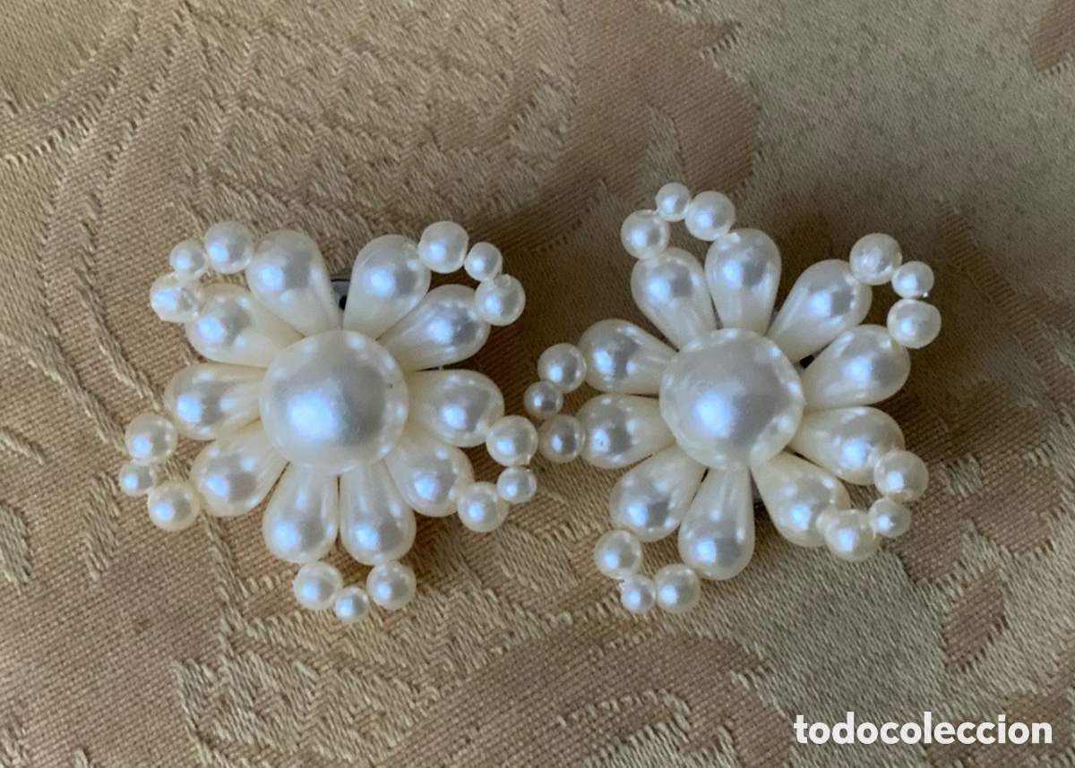 Vintage: Pendientes flor Perlas a&ntilde;os 60 - Foto 3