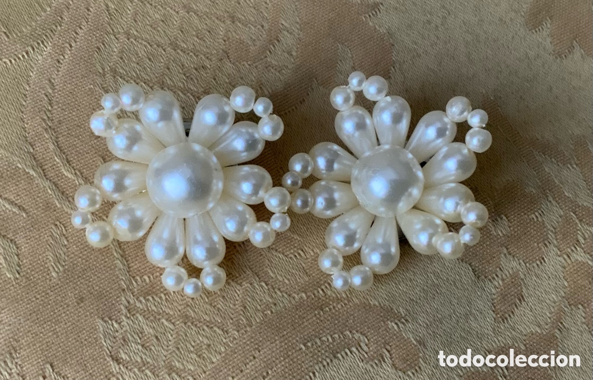 Vintage: Pendientes flor Perlas a&ntilde;os 60 - Foto 4