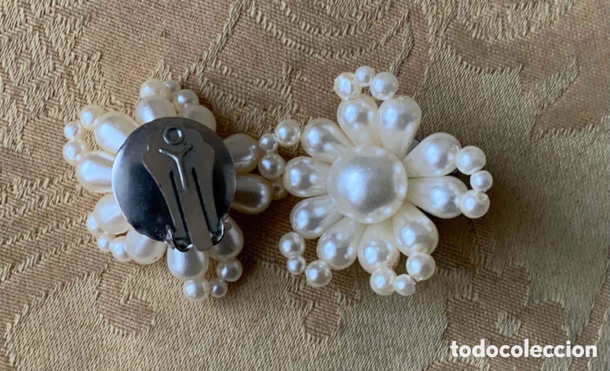 Vintage: Pendientes flor Perlas a&ntilde;os 60 - Foto 7