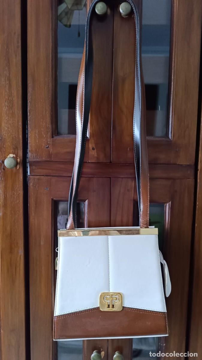 Vintage: BOLSO SE&Ntilde;ORA POLIPIEL BICOLOR CON DOBLE ASA AL HOMBRO - VINTAGE
