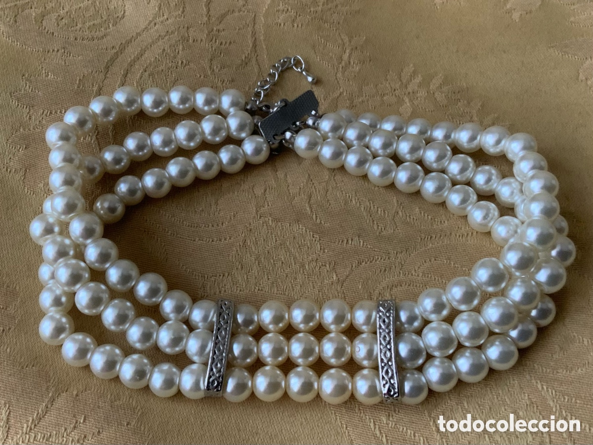 Vintage: CHOKER DE 3 VUELTAS DE PERLAS - Foto 8