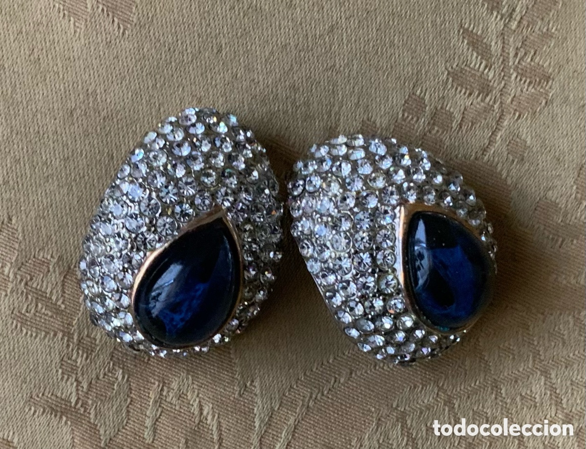 Vintage: PENDIENTES A&Ntilde;OS 80 XL PEDRERIA