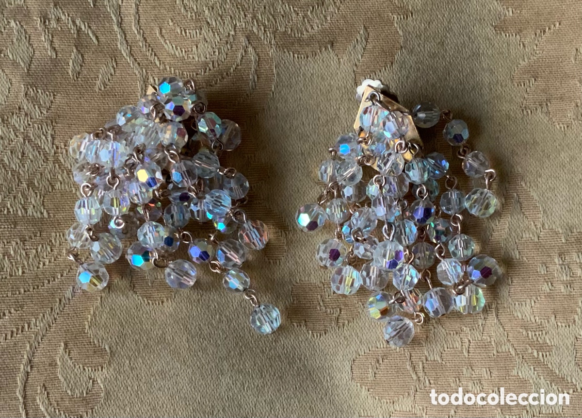 Vintage: PENDIENTES CRISTALES DE ROCA FACETADOS