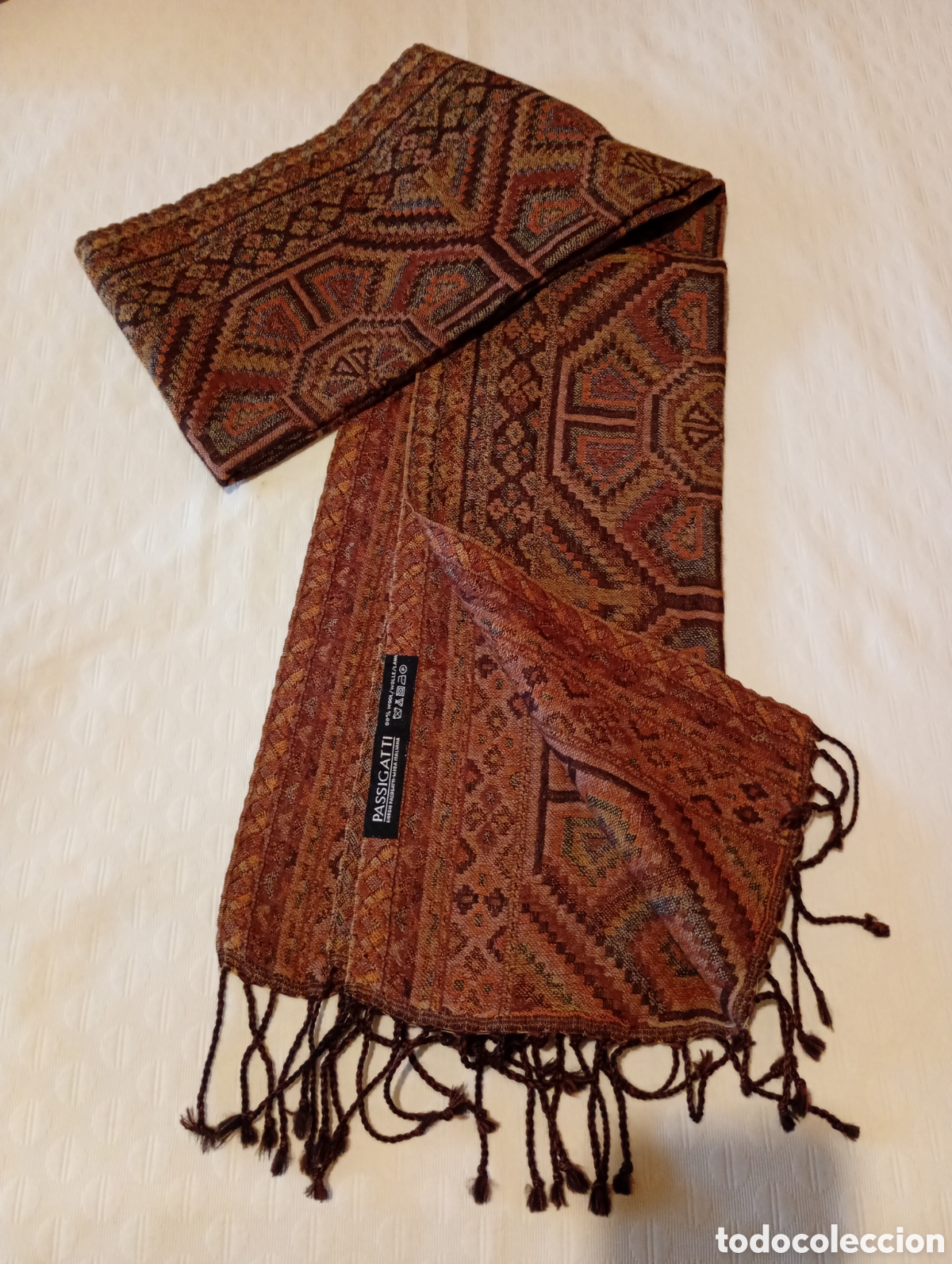 Vintage: Bufanda Passigatti 100% lana estampado geometrico