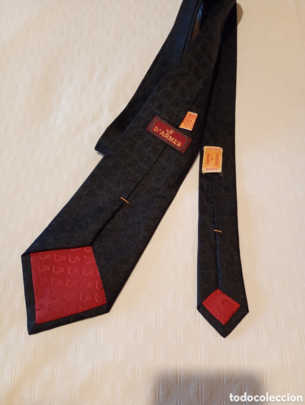 Vintage: Corbata D'Armes seda natural hecho a mano