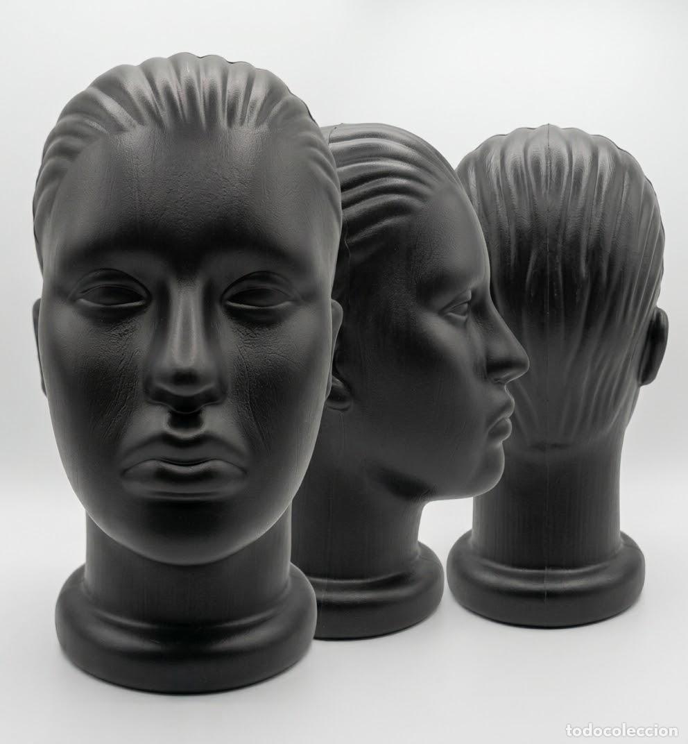 Vintage: Cabeza maniqu&iacute; femenina negra.