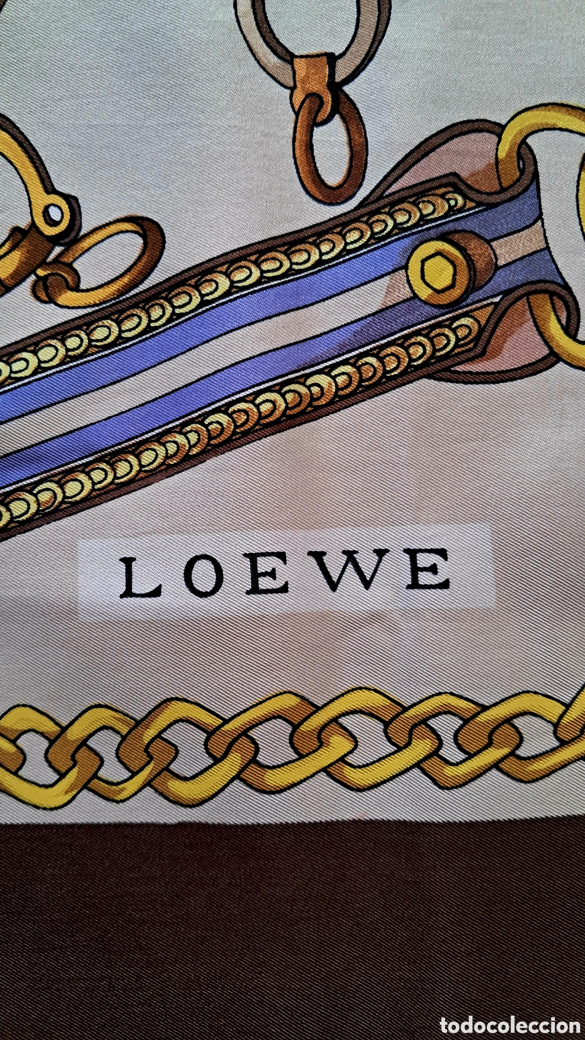 Vintage: Pa&ntilde;uelo Loewe de seda 86 &times; 86 cm &ndash; Dise&ntilde;o ecuestre