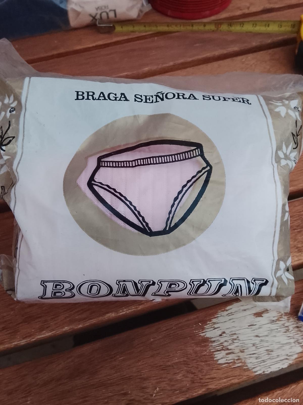 Vintage: Braga de Se&ntilde;ora &rdquo;Bonpun Super&rdquo; - Punto de Canal&eacute; Rosa - Nueva con Bolsa Original (A&ntilde;os 70/80)