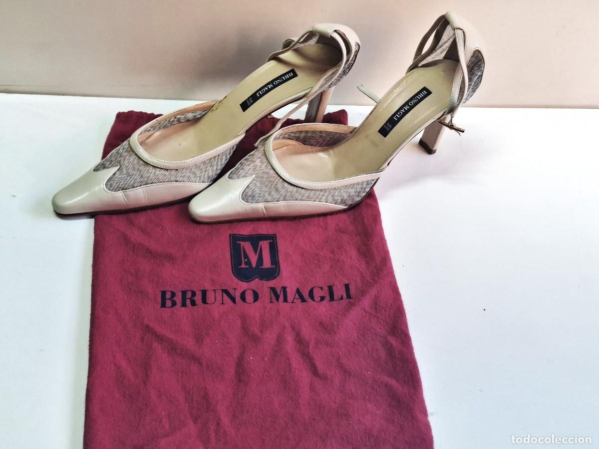 Vintage: ZAPATOS DESTALONADOS VINTAGE BRUNO MAGLI - TALLA - 37 - PIEL Y REJILLA - HECHO EN ITALIA