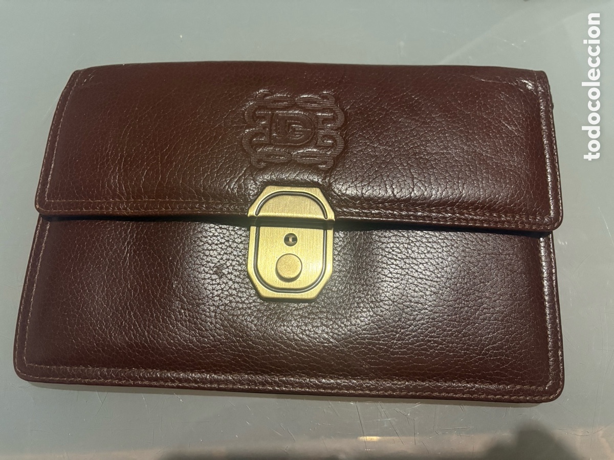 Vintage: Bolso de mano de hombre de piel marr&oacute;n a&ntilde;o 2000