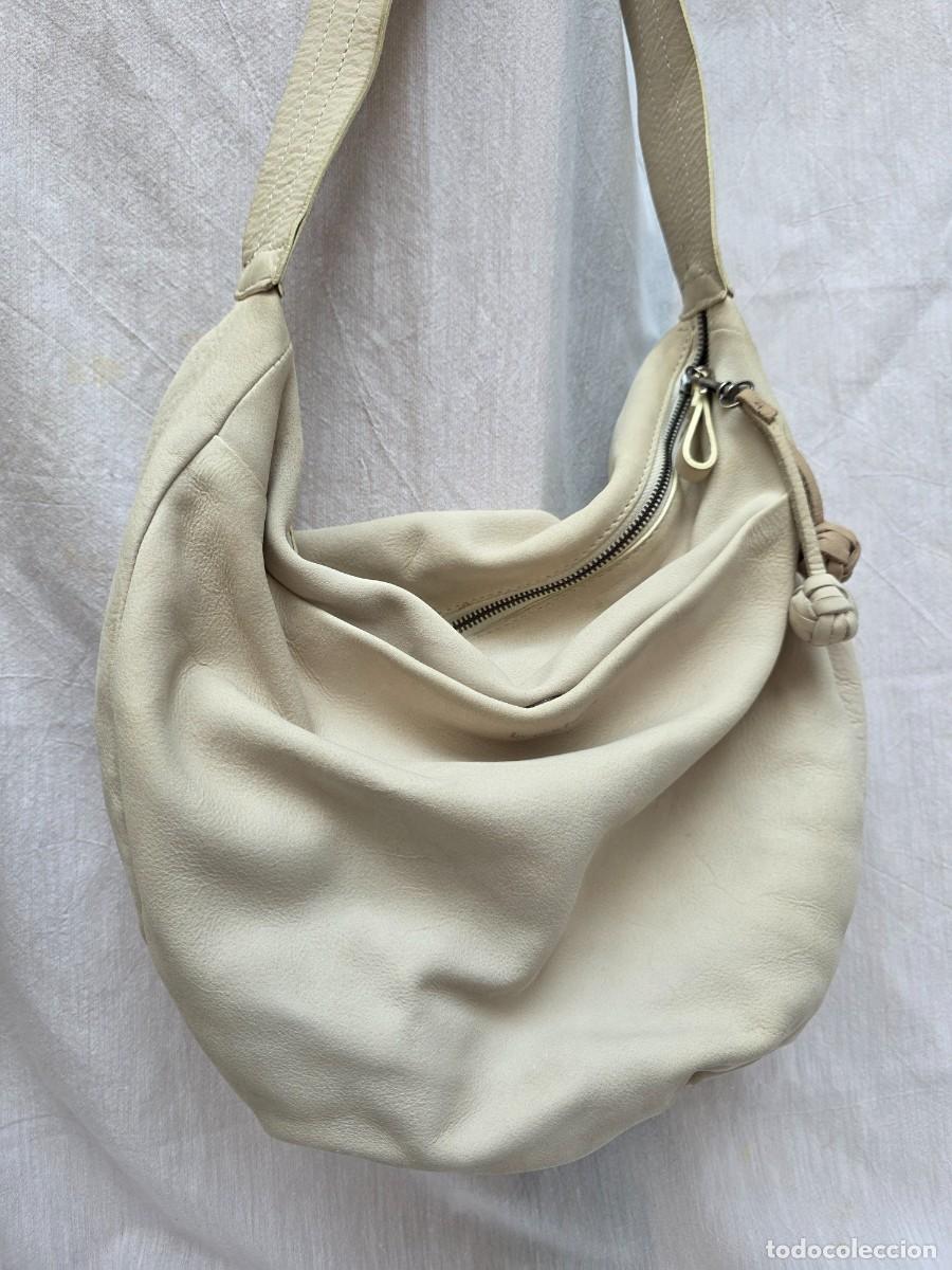 Vintage: Bolso de hombro BIBA de piel vacuno suave color beige / crudo