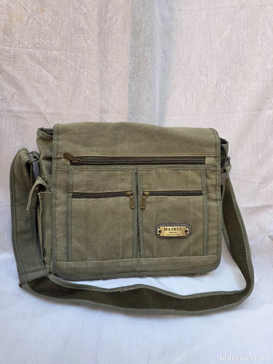 Vintage: Bolso bandolera de lona MAIBUL verde caqui estilo militar