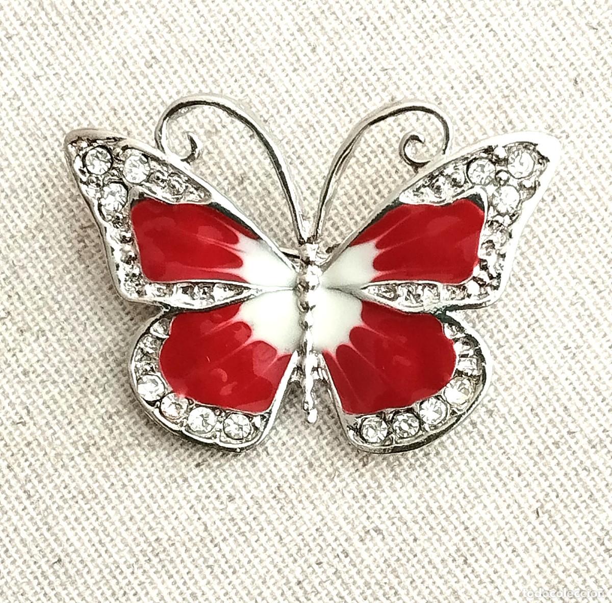 Vintage: Broche mariposa, bisuter&iacute;a, 4cm ancho