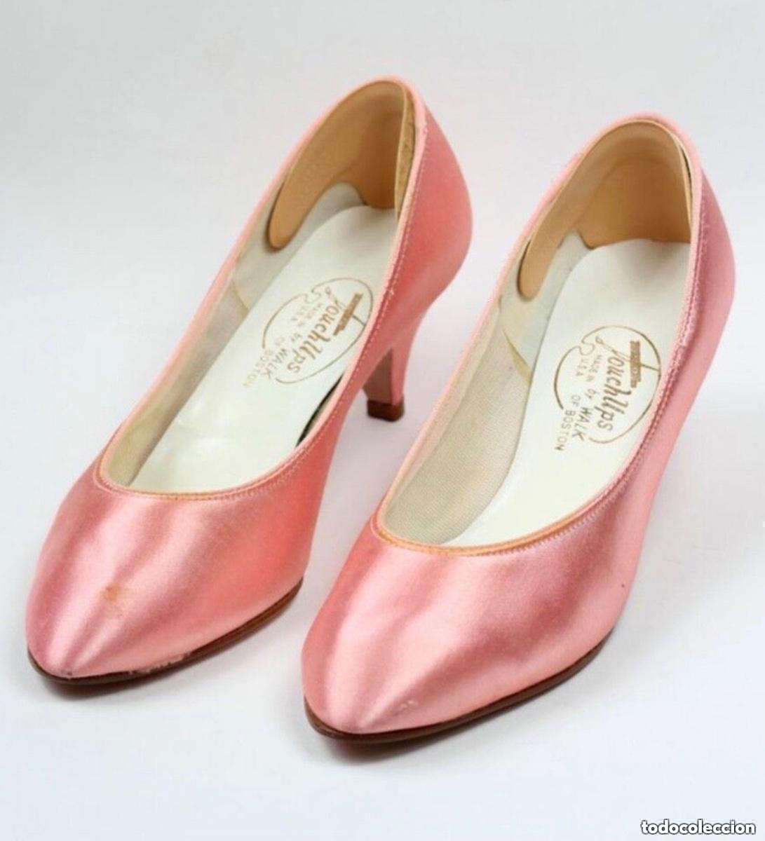Vintage: ZAPATOS DE RASO ROSA VINTAGE MUY ELEGANTES