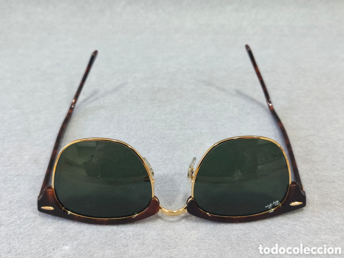 Vintage: GAFAS DE SOL LENTES VERDE BOTELLA RAY BAN CLUBMASTER WO 366 51-21. 145 3N CE (Art&iacute;culo Original)