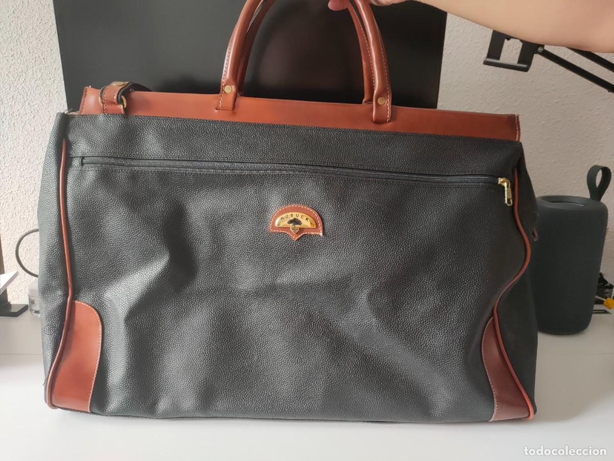 Vintage: Bolsa de viaje piel Nobuck negra y marr&oacute;n