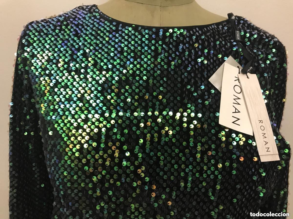 Vintage: VESTIDO DE LENTEJUELAS VERDE DE ROMAN ORIGINALS TALLA 20 48 NUEVO CON ETIQUETAS