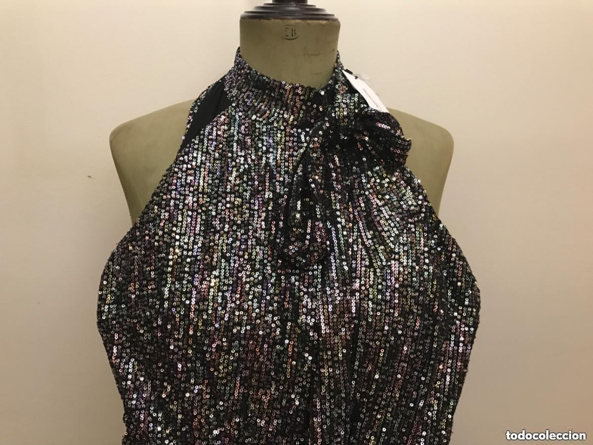 Vintage: Mono de fiesta de lentejuelas cuello halter little mistess 46 nuevo con etiquetas