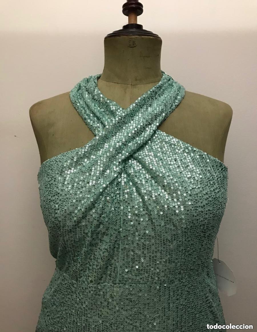 Vintage: VESTIDO DE FIESTA HALTER VERDE DE LENTEJUELAS LITTLE MISTRESS NUEVO CON ETIQUETAS