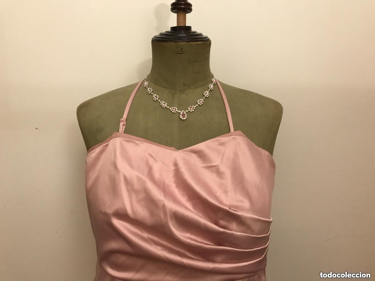 Vintage: Vestido de fiesta de sat&eacute;n rosa empolvado palabra de honor