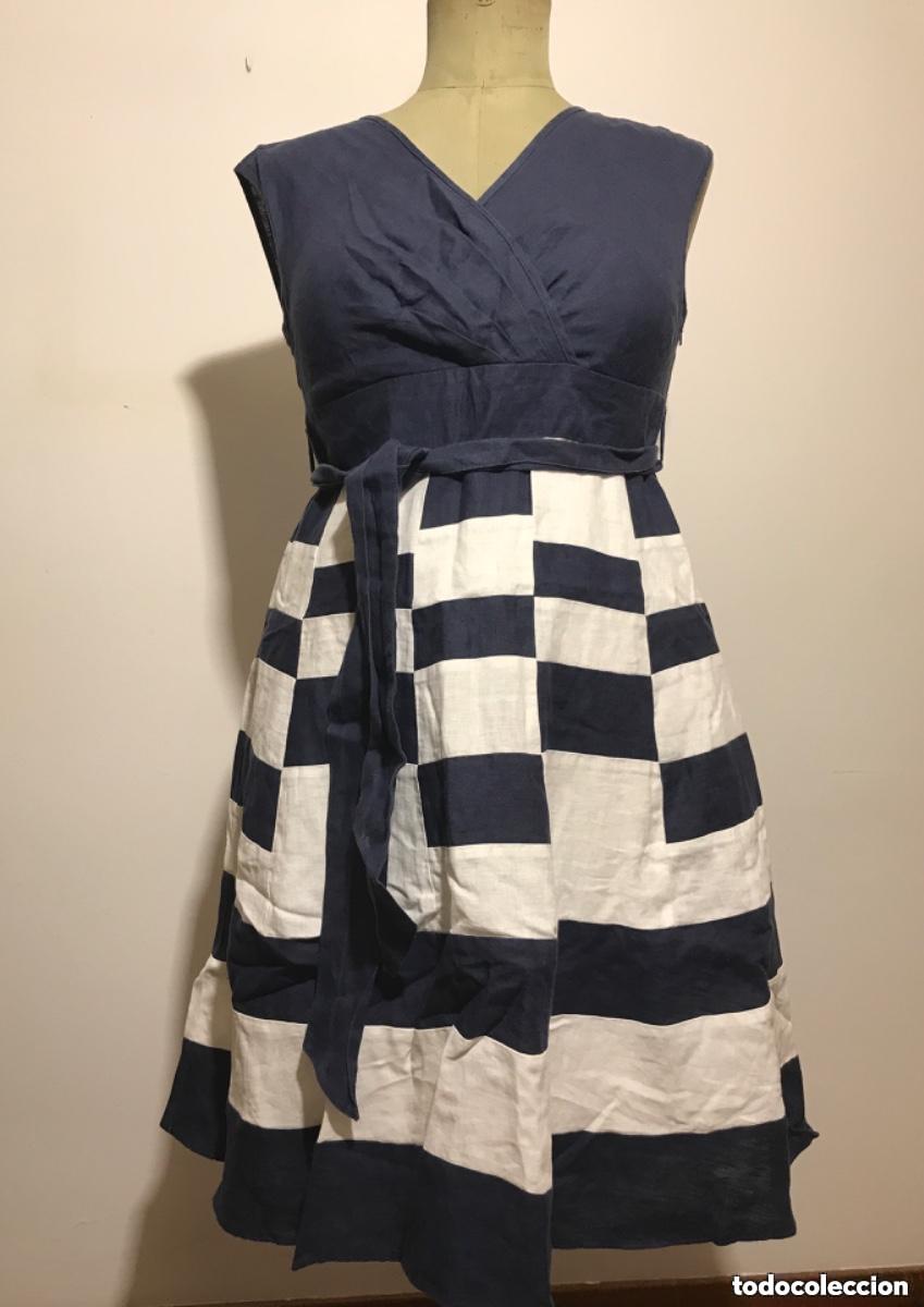 Vintage: Vestido de lino a rayas marinero Marks & Spencer Per Una talla 18 46