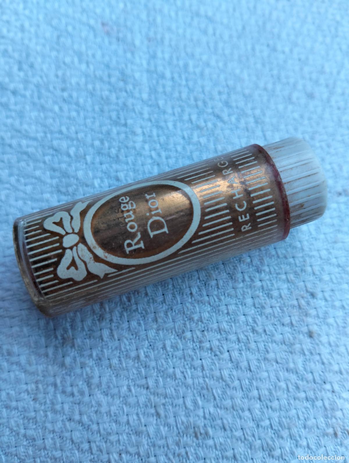 Vintage: Antiguo pintalabios barra pinta-labios Rouge Dior recharge dorado rosa recarga