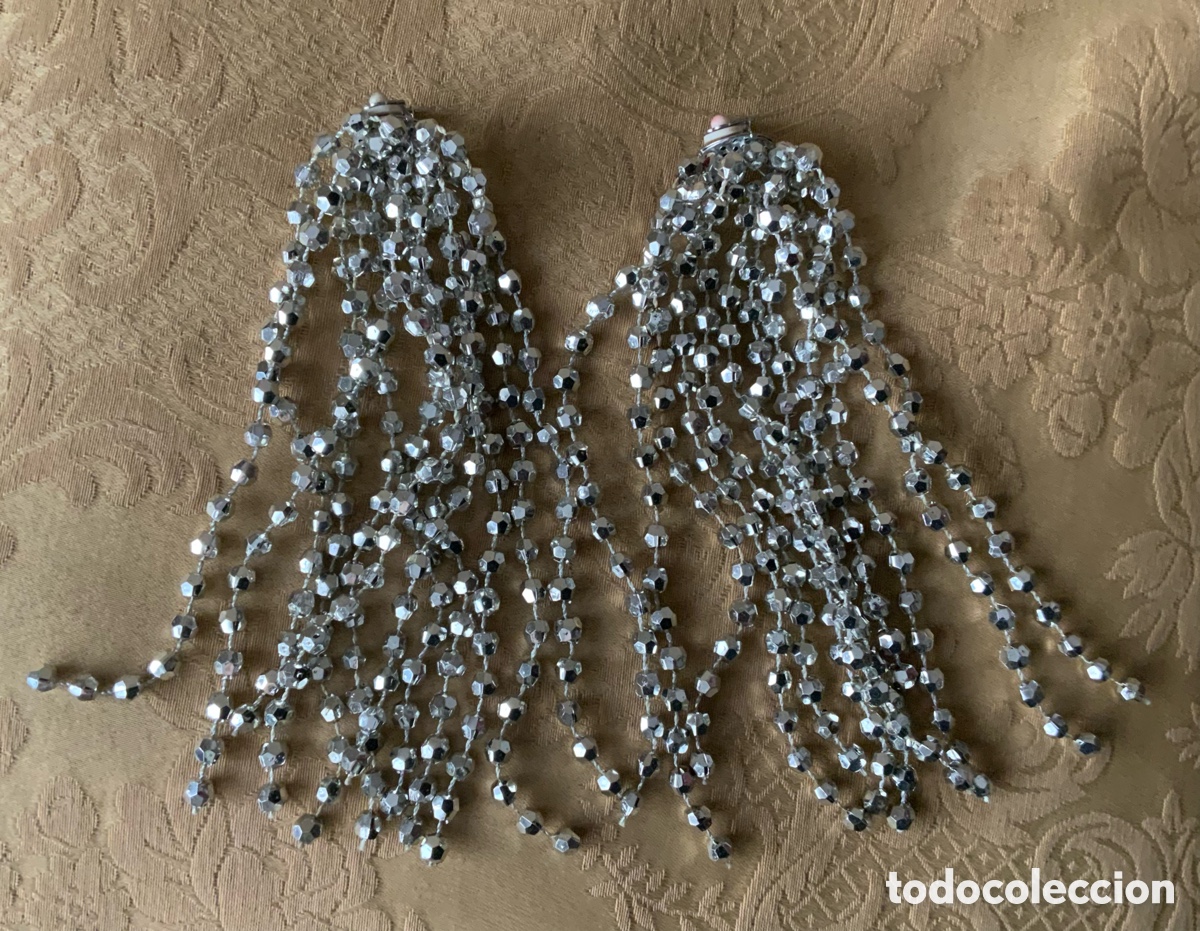 Vintage: PENDIENTES XXL PLATEADOS A&Ntilde;OS 80