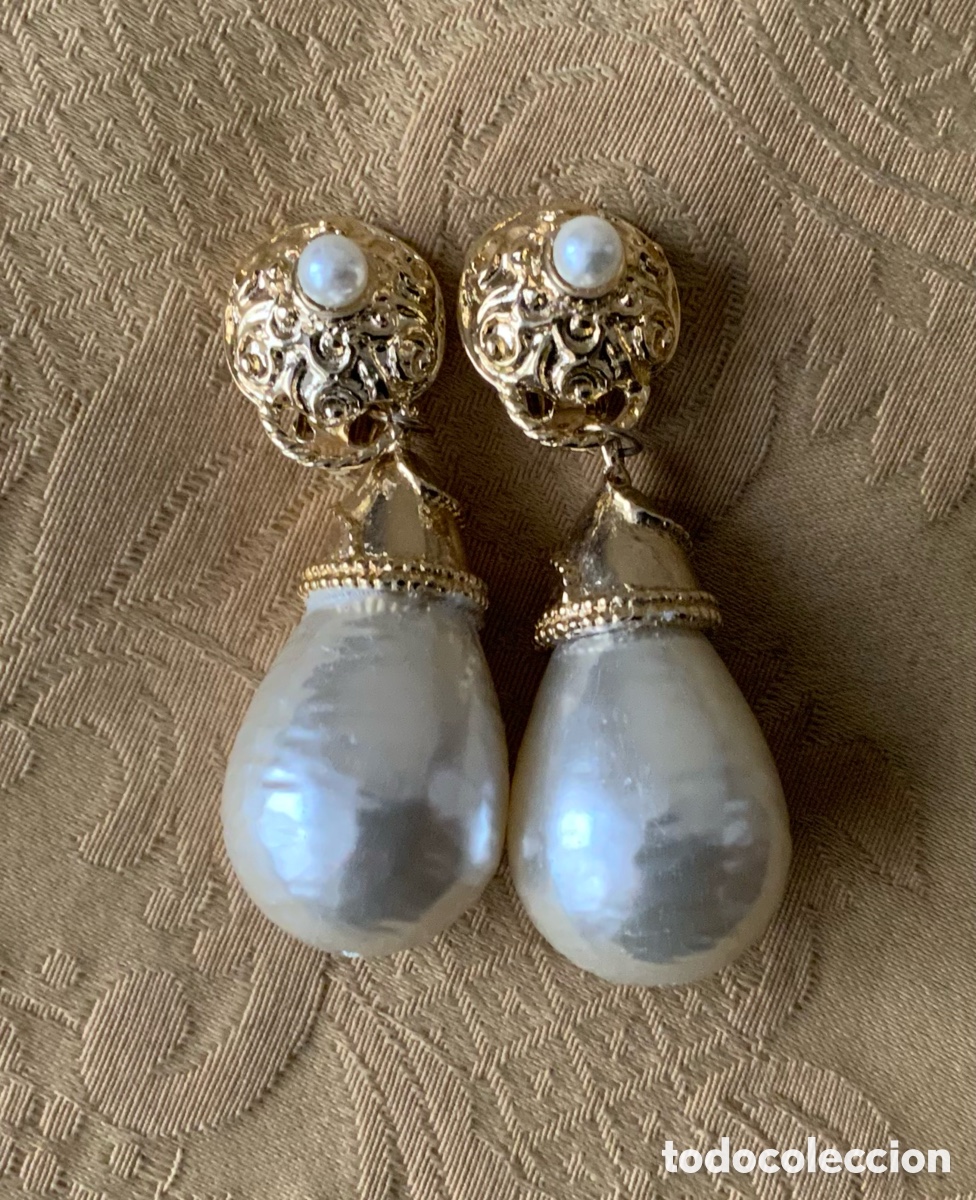 Vintage: PENDIENTES LARGOS PERLAS A&Ntilde;O 80 - Foto 4