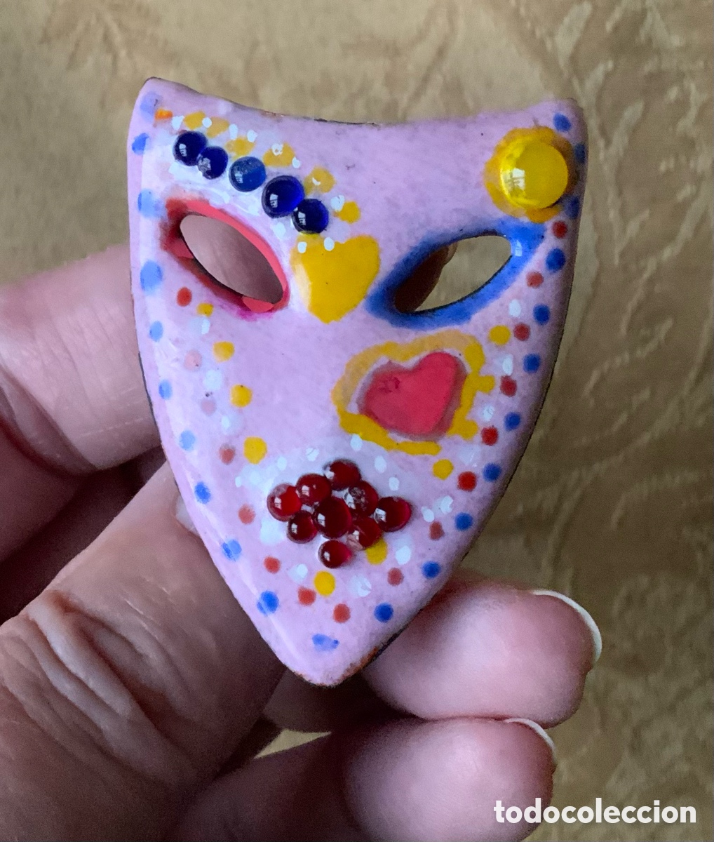 Vintage: BROCHE M&Aacute;SCARA ESMALTADA AL FUEGO - Foto 2