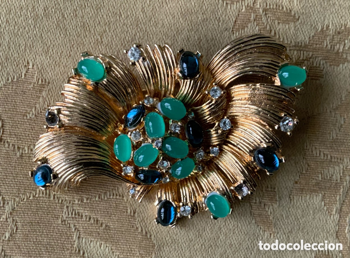Vintage: BROCHE VINTAGE A&Ntilde;OS 70 METAL DORADO