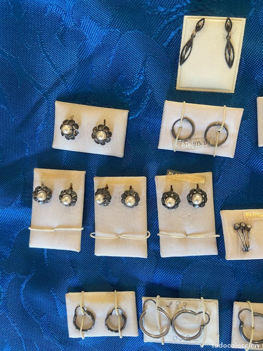 Vintage: 12 PEQUE&Ntilde;OS PARES DE PENDIENTES DE PLATA. - Foto 3