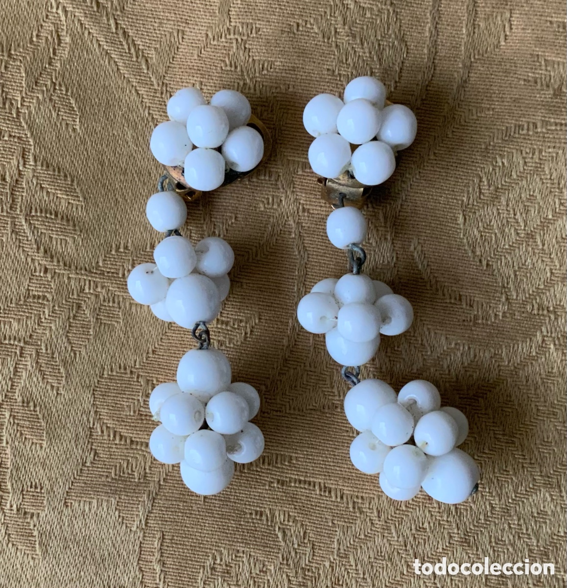 Vintage: PENDIENTES A&Ntilde;OS 50 CRISTAL BLANCO - Foto 5