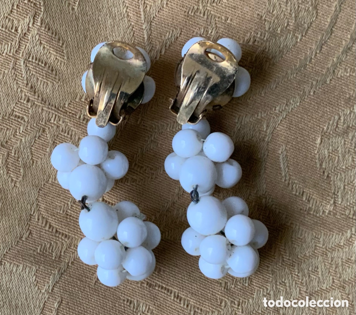 Vintage: PENDIENTES A&Ntilde;OS 50 CRISTAL BLANCO - Foto 6