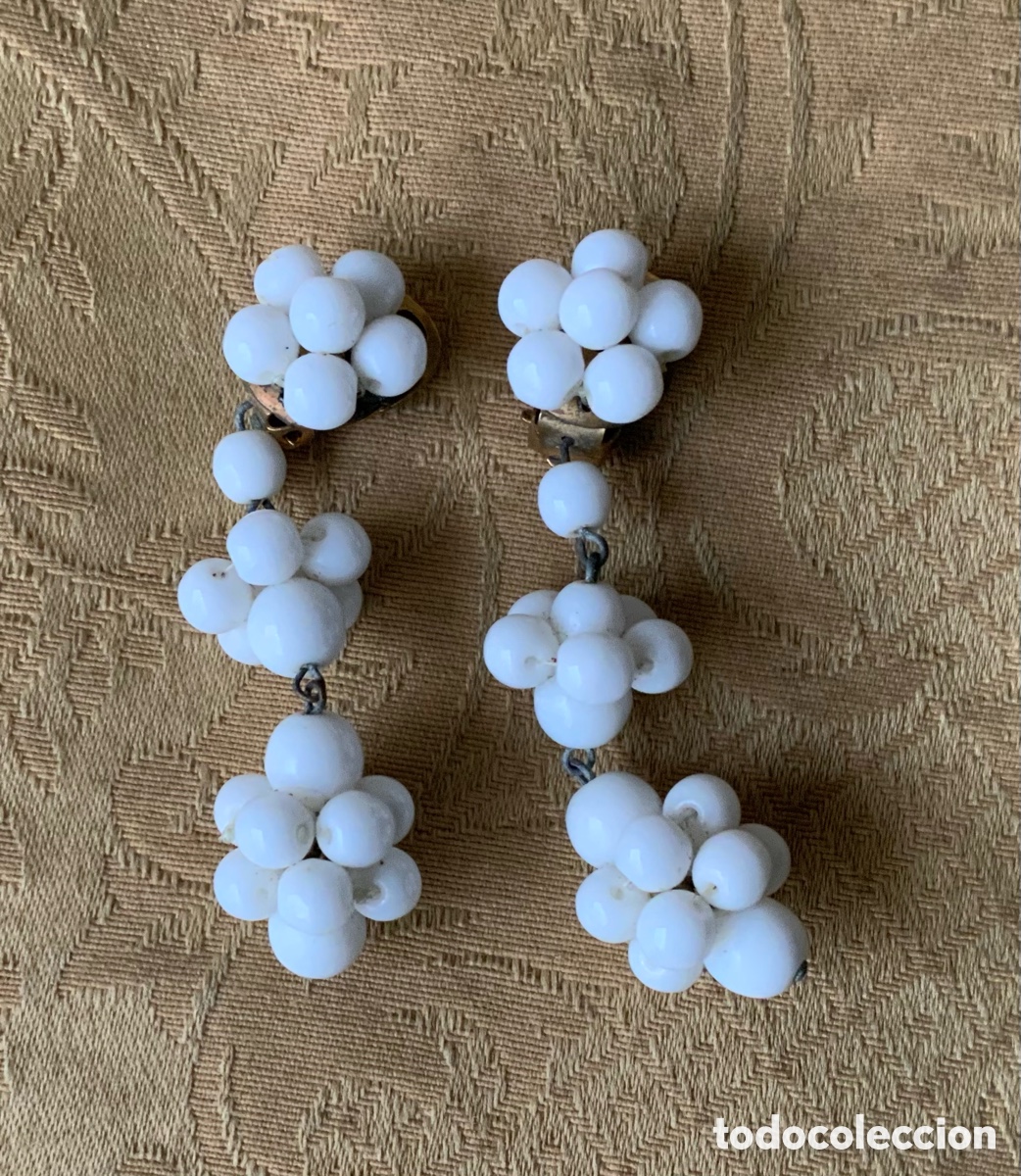 Vintage: PENDIENTES A&Ntilde;OS 50 CRISTAL BLANCO - Foto 7