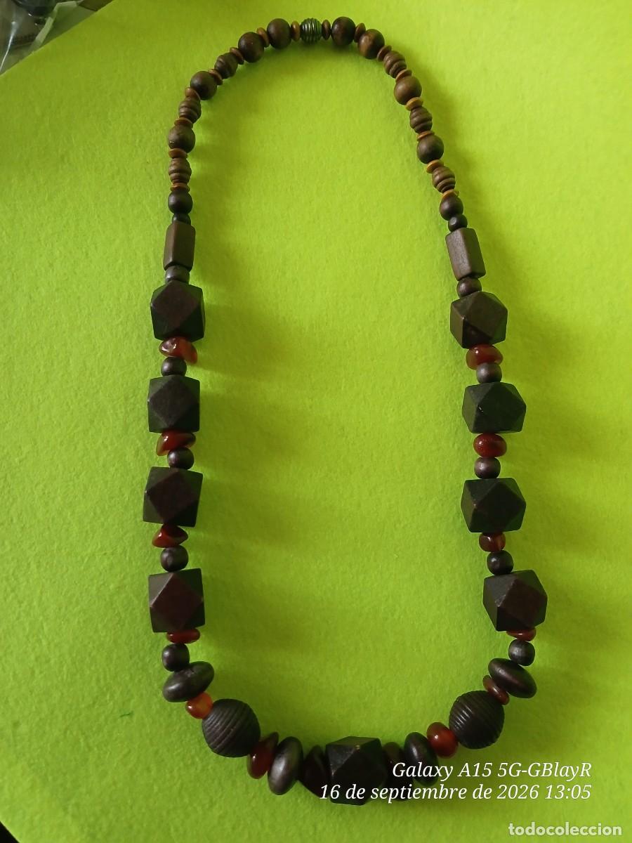 Vintage: Collar maderas y &aacute;mbar, cierre roscado,vintage. - Foto 2