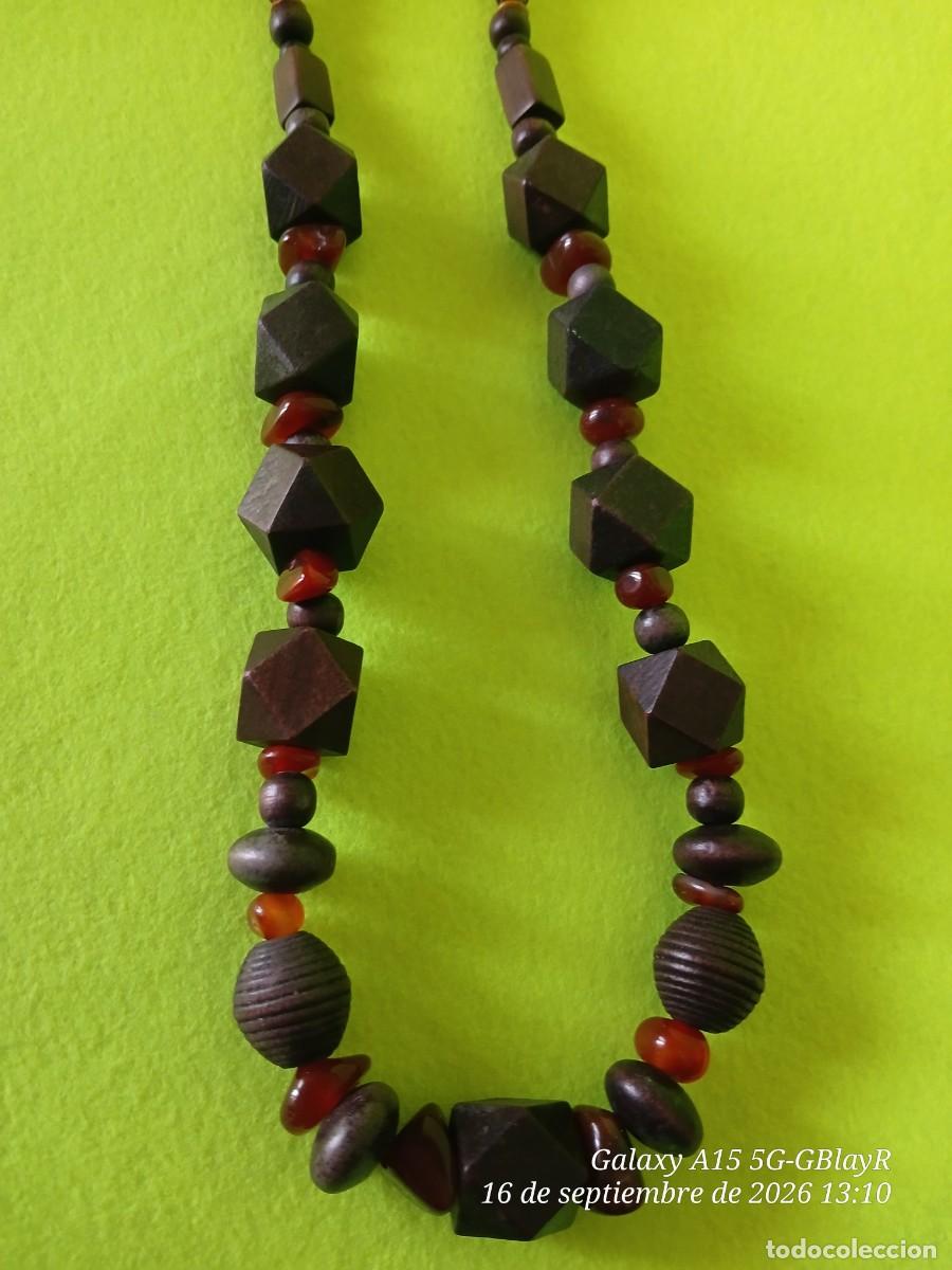 Vintage: Collar maderas y &aacute;mbar, cierre roscado,vintage. - Foto 3