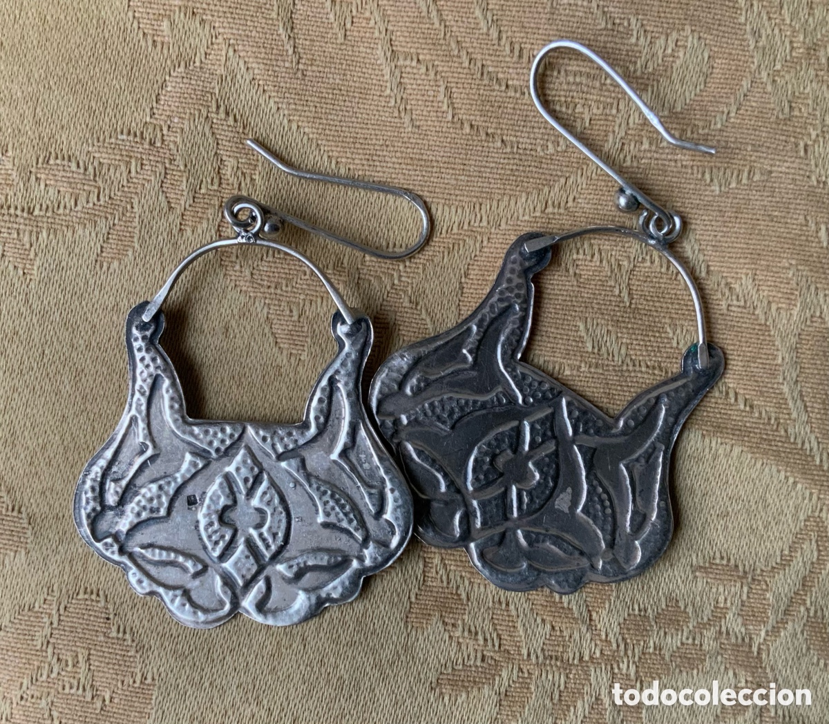 Vintage: PENDIENTES PLATA REPUJADA BEREBER