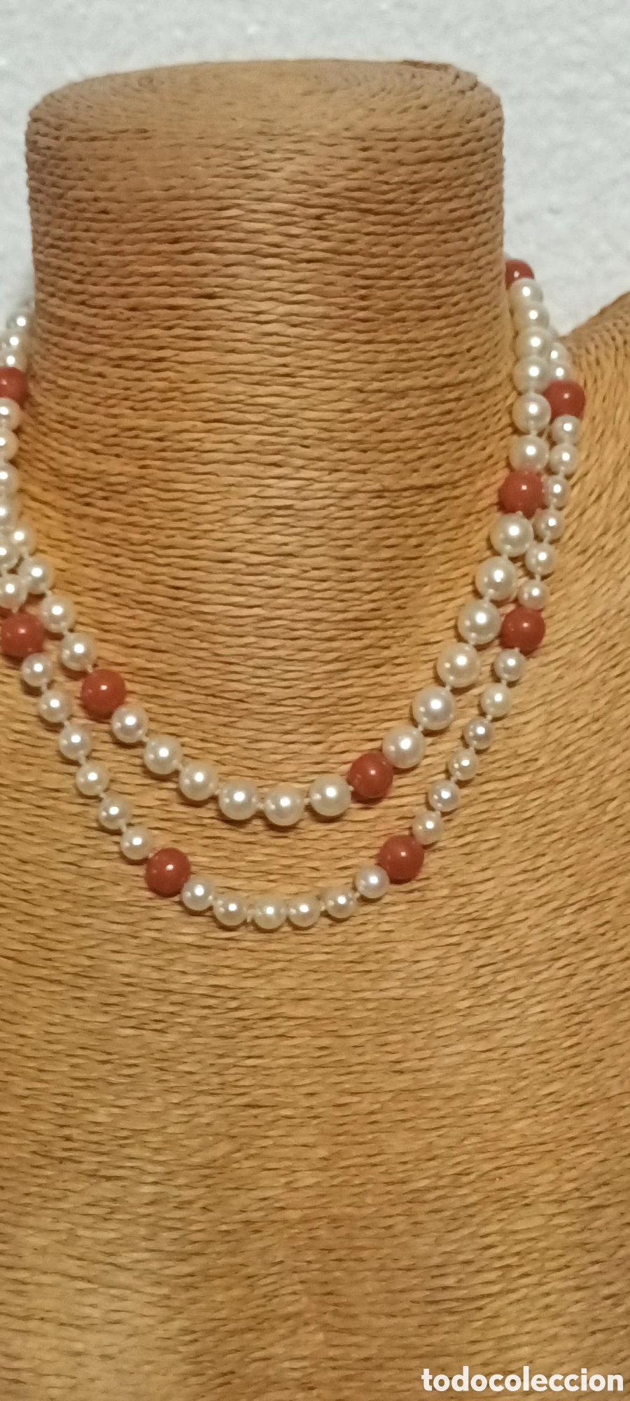 Vintage: Collar de perlas cultivadas y coral - Foto 2