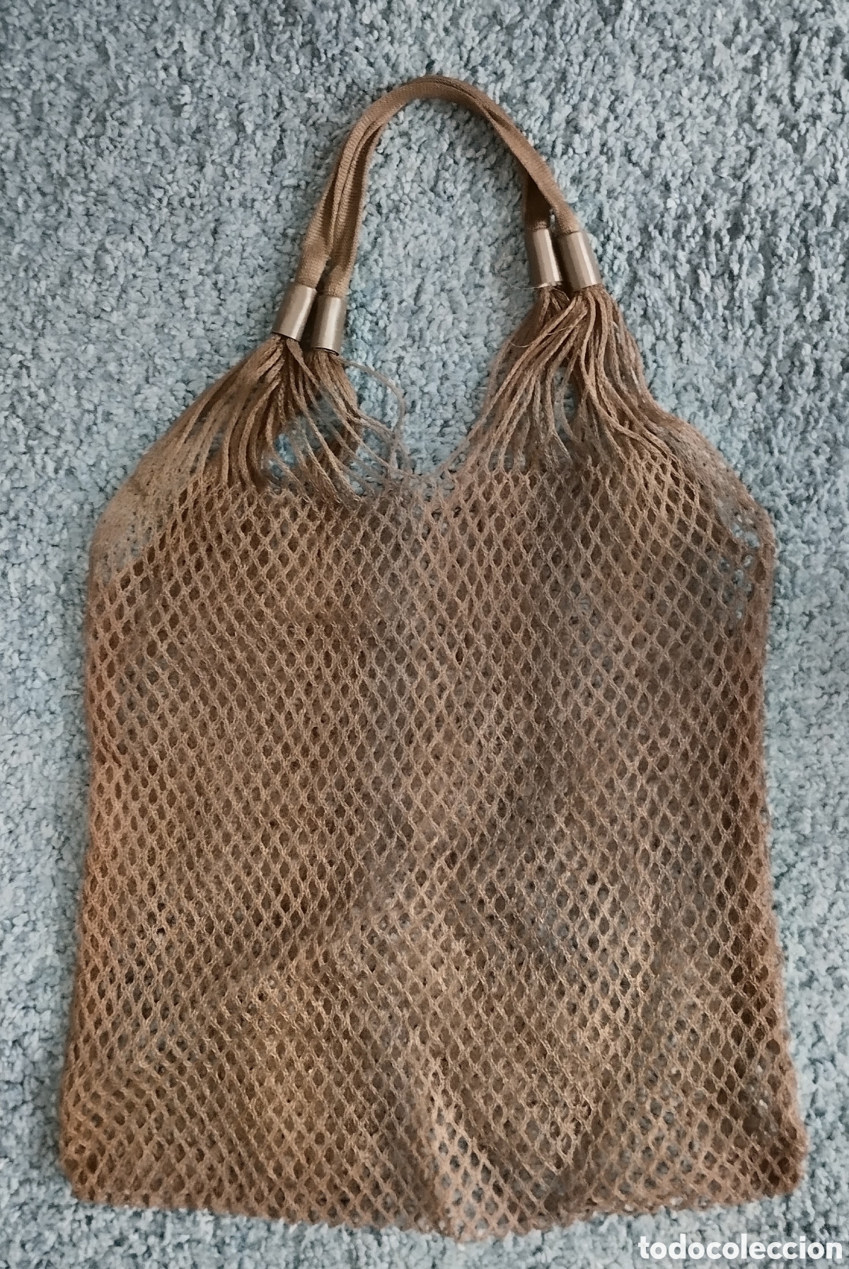 Vintage: CESTA o BOLSO DE REJILLA MARR&Oacute;N vintage A&Ntilde;OS 70 en BUEN ESTADO con muy pocas se&ntilde;ales de uso