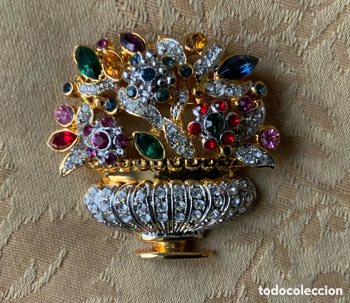 Vintage: BROCHE VINTAGE PEDRER&Iacute;A JARRON DE FLORES