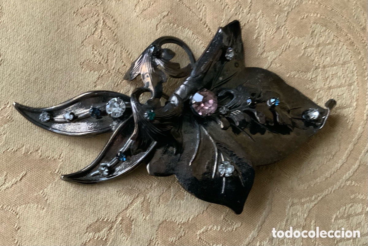 Vintage: BROCHE VINTAGE HOJA COBRIZA