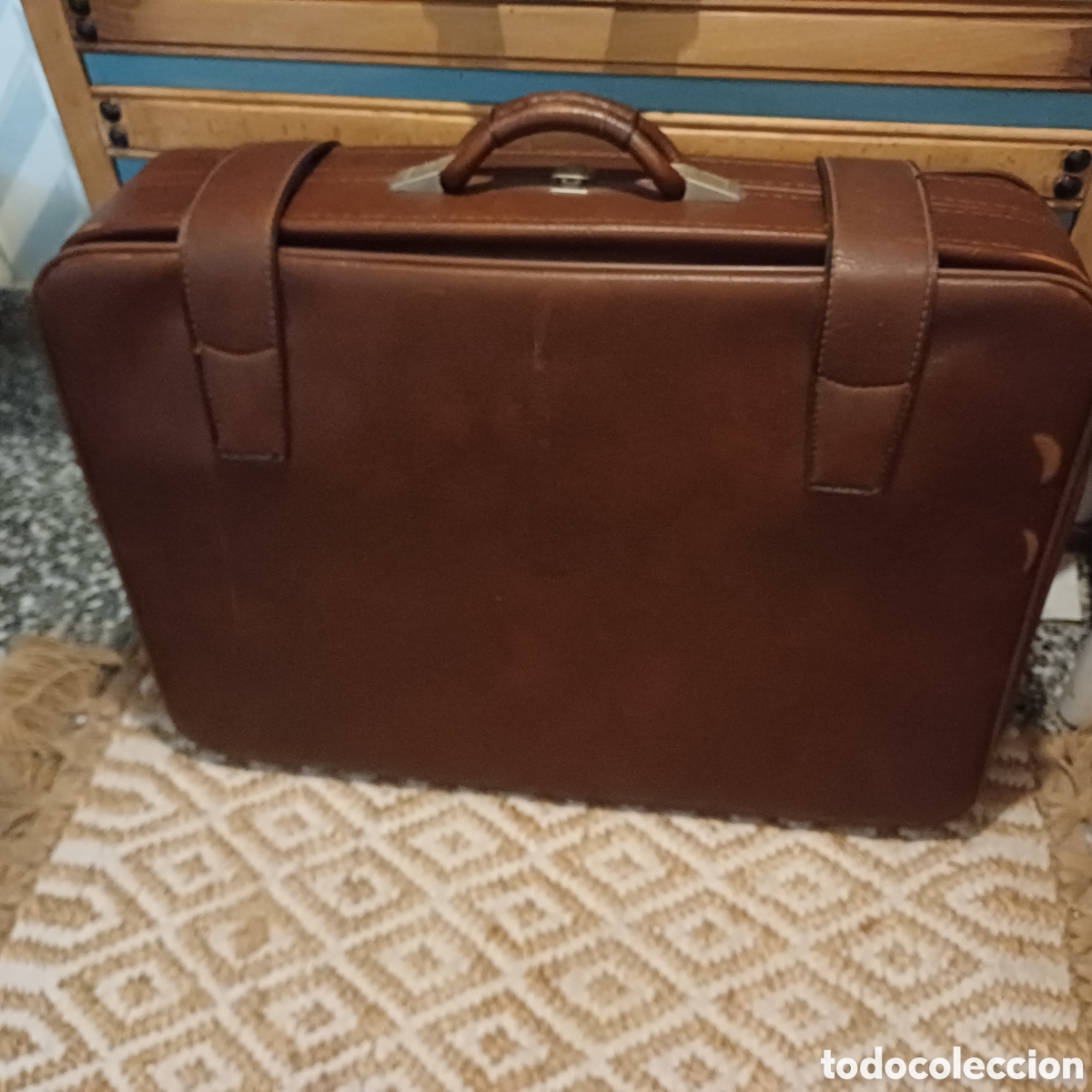 Vintage: Lote de Dos maletas vintage de piel marr&oacute;n. - Foto 3