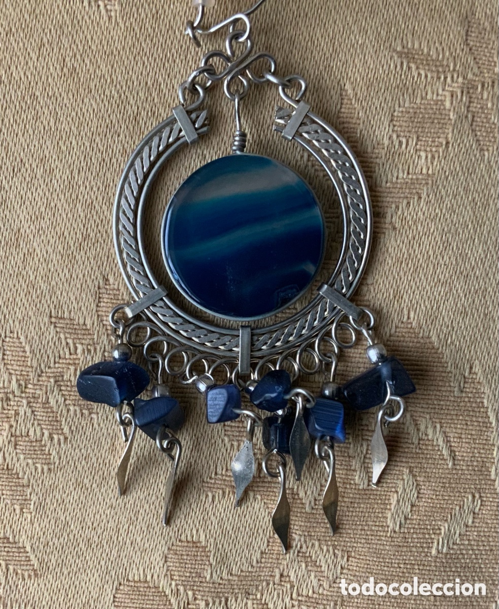 Vintage: PENDIENTES &Aacute;GATA AZUL DE PER&Uacute;, HECHOS A MANO - Foto 10