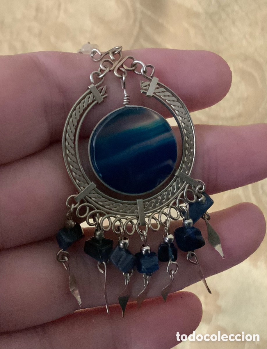 Vintage: PENDIENTES &Aacute;GATA AZUL DE PER&Uacute;, HECHOS A MANO - Foto 11